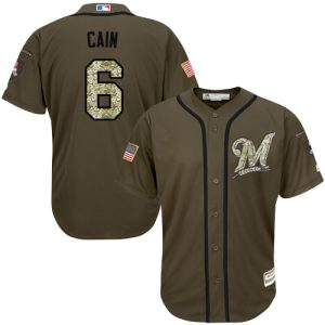 Premium Brewers #6 Lorenzo Cain Green Salute to Service Stitched Youth MLB Jersey With high demand Don't miss out Order now to wear your team colors