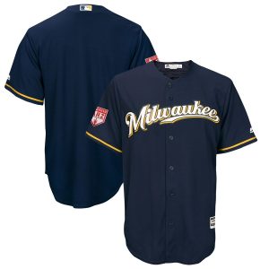 Premium Brewers Blank Navy 2019 Spring Training Cool Base Stitched MLB Jersey