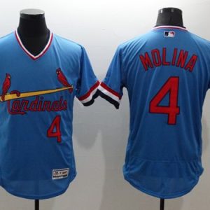Premium Cardinals #4 Yadier Molina Light Blue Flexbase Authentic Collection Cooperstown Stitched MLB Jersey