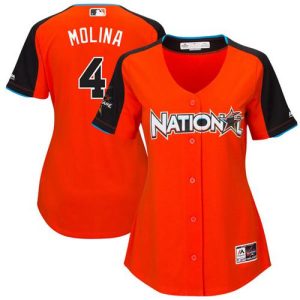 Premium Cardinals #4 Yadier Molina Orange 2017 All Star National League Women's Stitched MLB Jersey Sports enthusiasts seize this opportunity Order now to feel the game excitement
