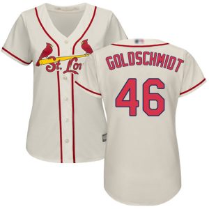 Premium Cardinals #46 Paul Goldschmidt Cream Alternate Women's Stitched MLB Jersey Retailers boost your inventory Order now to meet customer demand