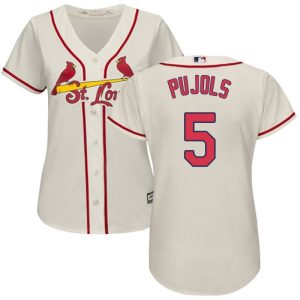 Premium Cardinals #5 Albert Pujols Cream Alternate Women's Stitched MLB Jersey Be among the first buyers Order now to enjoy top notch quality