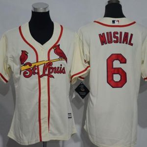 Premium Cardinals #6 Stan Musial Cream Alternate Women's Stitched MLB Jersey Act fast Only a few left Secure yours today