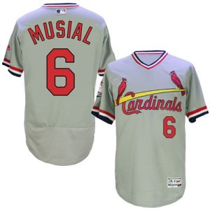 Premium Cardinals #6 Stan Musial Grey Flexbase Authentic Collection Cooperstown Stitched MLB Jersey