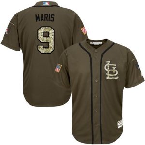 Premium Cardinals #9 Roger Maris Green Salute to Service Stitched MLB Jersey