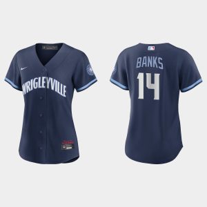 Premium Chicago Cubs #14 Ernie Banks Women's Nike 2021 City Connect Navy MLB Jersey Act fast Only a few left Secure yours today