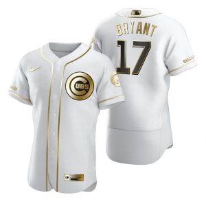 Premium Chicago Cubs #17 Kris Bryant White Nike Men's Authentic Golden Edition MLB Jersey