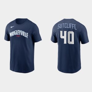 Premium Chicago Cubs #40 Rick Sutcliffe Men's Nike 2021 City Connect T Shirt    Navy For a short time available Grab yours quickly to own a team jersey
