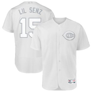 Premium Cincinnati Reds #15 Nick Senzel Lil Senz Majestic 2019 Players' Weekend Flex Base Authentic Player Jersey White