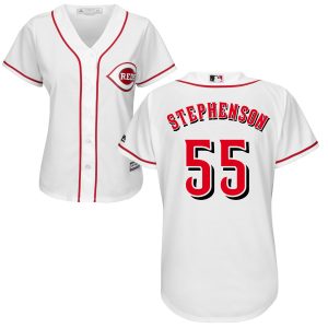 Premium Cincinnati Reds #55 Robert Stephenson Majestic Women's Home Cool Base Jersey White Hurry Exclusive offer Place your order immediately for a great jersey