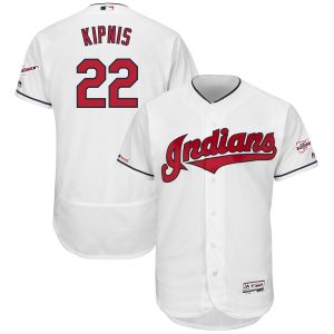 Premium Cleveland Guardians #22 Jason Kipnis Majestic Home 2019 All Star Game Patch Flex Base Player Jersey White