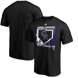 Premium Colorado Rockies Majestic 2019 Spring Training Cactus League Base on Balls T Shirt Black