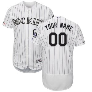 Premium Colorado Rockies Majestic Home Flex Base Authentic Collection Custom Jersey White
