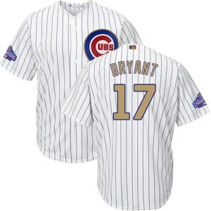 Premium Cubs #17 Kris Bryant White(Blue Strip) 2017 Gold Program Cool Base Stitched Youth MLB Jersey Retailers boost your inventory Order now to meet customer demand