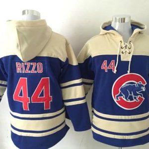 Premium Cubs #44 Anthony Rizzo Blue Sawyer Hooded Sweatshirt MLB Hoodie