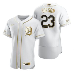 Premium Detroit Tigers #23 Kirk Gibson White Nike Men's Authentic Golden Edition MLB Jersey