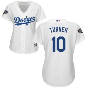 Premium Dodgers #10 Justin Turner White Home 2018 World Series Women's Stitched MLB Jersey With high demand Don't miss out Order now to wear your team colors