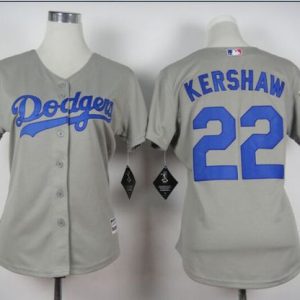 Premium Dodgers #22 Clayton Kershaw Grey Alternate Road 2018 World Series Women's Stitched MLB Jersey Hurry Exclusive offer Place your order immediately for a great jersey