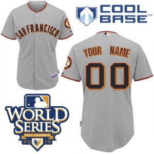 Premium Giants Customized Authentic Grey Cool Base MLB Jersey w/2010 World Series Patch (S 3XL)