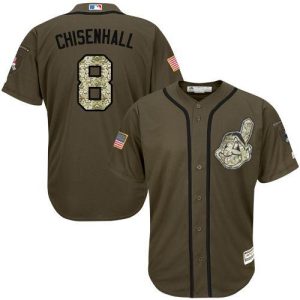 Premium Guardians #8 Lonnie Chisenhall Green Salute to Service Stitched MLB Jersey