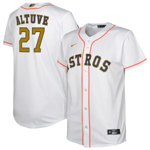 Premium Houston Astros #27 Jose Altuve Nike White/Gold Youth 2023 Gold Collection Replica Player Jersey For a short time available Grab yours quickly to own a team jersey