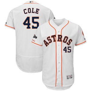 Premium Houston Astros #45 Gerrit Cole Majestic 2019 Postseason Authentic Flex Base Player Jersey White