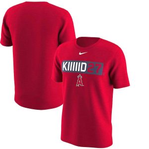 Premium Los Angeles Angels #27 Mike Trout Nike Legend Player Nickname Name & Number T Shirt Red With high demand Don't miss out Order now to wear your team colors