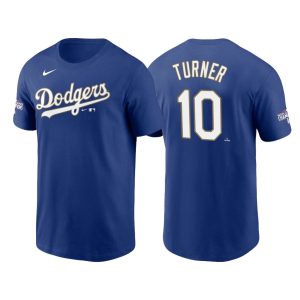 Premium Los Angeles Dodgers #10 Justin Turner 2021 Gold Program Name & Number T Shirt Royal Sports fans this is your chance Order soon to be part of the action