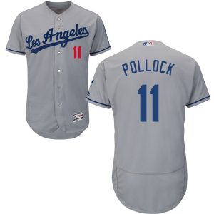 Premium Los Angeles Dodgers #11 A.J. Pollock Grey Flex Base Stitched MLB Jersey