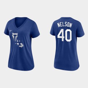 Premium Los Angeles Dodgers #40 Jimmy Nelson Women's 2021 City Connect Tri Blend Royal T Shirt Hurry Exclusive offer Place your order immediately for a great jersey
