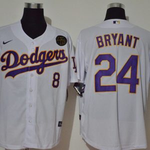 Premium Los Angeles Dodgers #8 #24 Kobe Bryant Men's Nike White Purple No. Cool Base 2020 KB Patch MLB Jersey