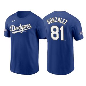 Premium Los Angeles Dodgers #81 Victor Gonzalez 2021 Gold Program Name & Number T Shirt Royal Limited stock Order now to show your love for your team