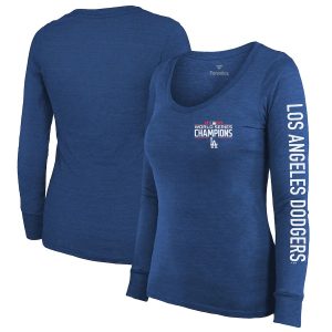 Premium Los Angeles Dodgers Women's 2020 World Series Champions Two Hit Long Sleeve T Shirt Royal Act fast Only a few left Secure yours today