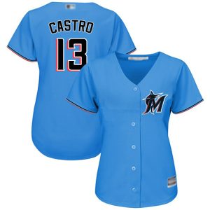 Premium Marlins #13 Starlin Castro Blue Alternate Women's Stitched MLB Jersey Hurry Exclusive offer Place your order immediately for a great jersey