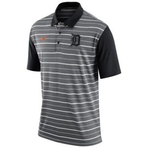 Premium Men's Detroit Tigers Nike Gray Dri FIT Stripe Polo