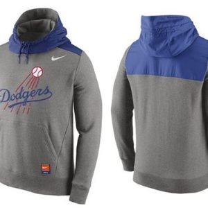 Premium Men's Los Angeles Dodgers Nike Gray Cooperstown Collection Hybrid Pullover Hoodie_1