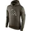 Premium Men's Miami Marlins Nike Olive Salute To Service KO Performance Hoodie