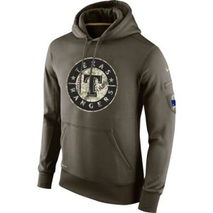 Premium Men's Texas Rangers Nike Olive Salute To Service KO Performance Hoodie