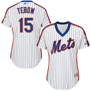 Premium Mets #15 Tim Tebow White(Blue Strip) Alternate Women's Stitched MLB Jersey Collectors this is a must have Add it to your collection by ordering