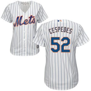 Premium Mets #52 Yoenis Cespedes White(Blue Strip) Home Women's Stitched MLB Jersey Collectors this is a must have Add it to your collection by ordering
