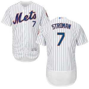 Premium Mets #7 Marcus Stroman White(Blue Strip) Flexbase Authentic Collection Stitched MLB Jersey