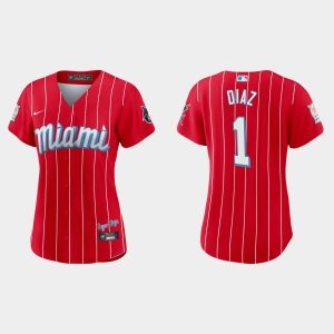 Premium Miami Marlins #1 Isan Diaz Women's Nike 2021 City Connect Authentic MLB Jersey Red Sports fans this is your chance Order soon to be part of the action