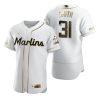 Premium Miami Marlins #31 Caleb Smith White Nike Men's Authentic Golden Edition MLB Jersey
