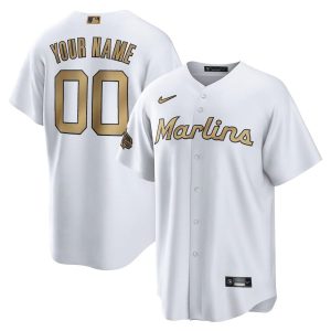 Premium Miami Marlins Custom Men's Nike White 2022 MLB All Star Game Replica Jersey