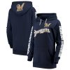 Premium Milwaukee Brewers G III 4Her by Carl Banks Women's Extra Innings Pullover Hoodie Navy