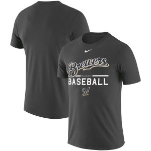 Premium Milwaukee Brewers Nike Wordmark Practice Performance T Shirt Anthracite