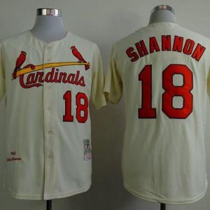 Premium Mitchell And Ness 1964 Cardinals #18 Mike Shannon Cream Stitched MLB Jersey