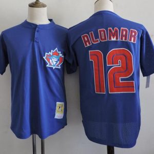 Premium Mitchell And Ness 1997 Blue Jays #12 Roberto Alomar Blue Throwback Stitched MLB Jersey