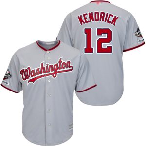 Premium Nationals #12 Howie Kendrick Grey Cool Base 2019 World Series Champions Stitched MLB Jersey