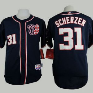 Premium Nationals #31 Max Scherzer Navy Blue Cool Base Stitched MLB Jersey